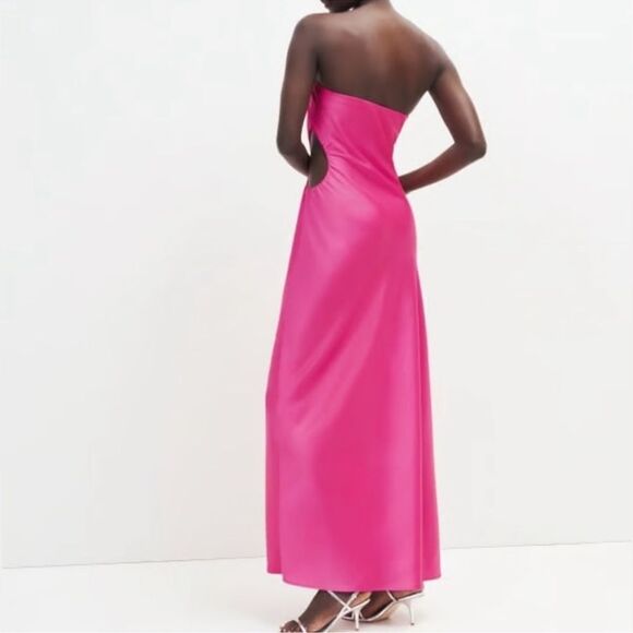 NEW Reformation Nevaeh Strapless Maxi Dress Cutout Flambé Pink Medium - Picture 3 of 8